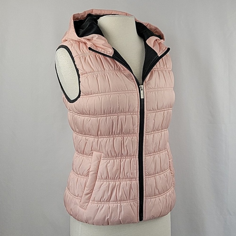Lotto Italian Sport Design Pink & Gray Hooded Puffer Vest Size Medium
